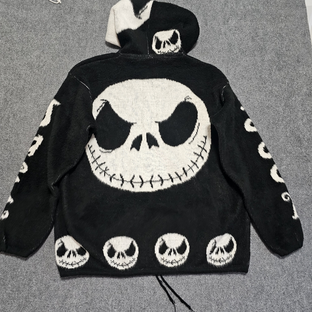 Tuntaquimba Artesanias Jack Skellington Mens Wool Zip Up Hoodie Jacket Ecuador - Picture 2 of 14